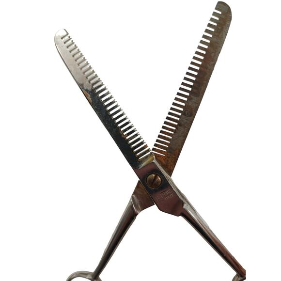 Hoffritz Hair Thinning Scissors ITALY Pro Barber SHEERS Salon DOUBLE Sided VNTG - Picture 6 of 7